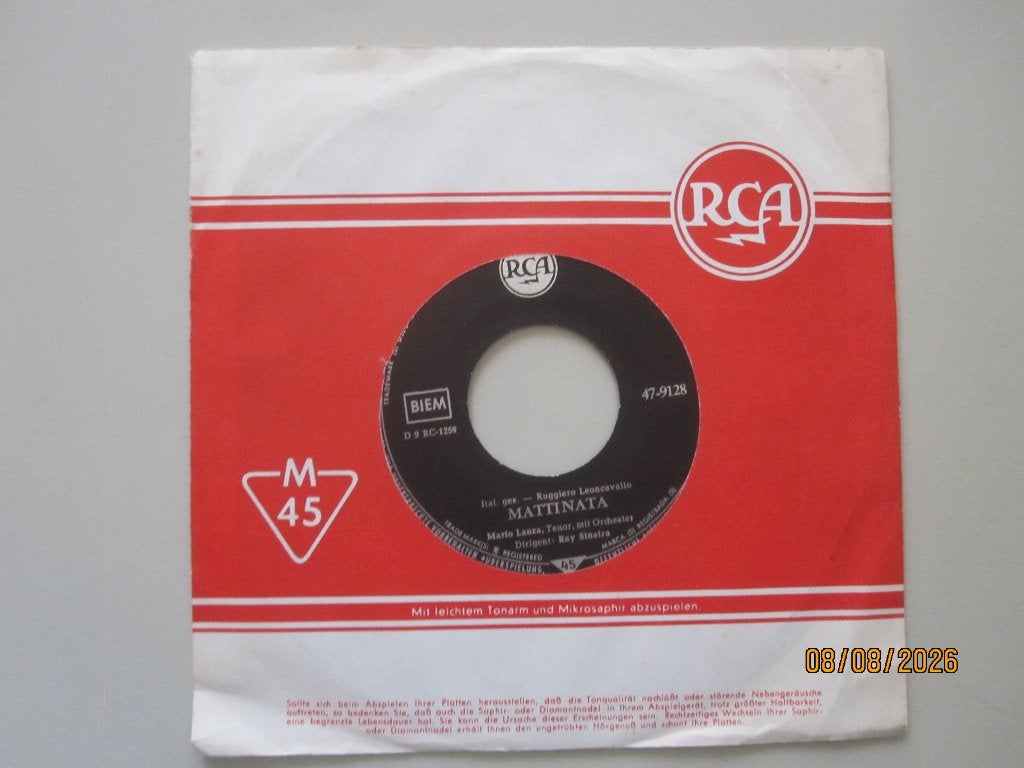 MARIO LANZA - o sole mio - vinyl 7", Cd's en Dvd's, Vinyl Singles, Gebruikt, Klassiek, 7 inch, Ophalen of Verzenden