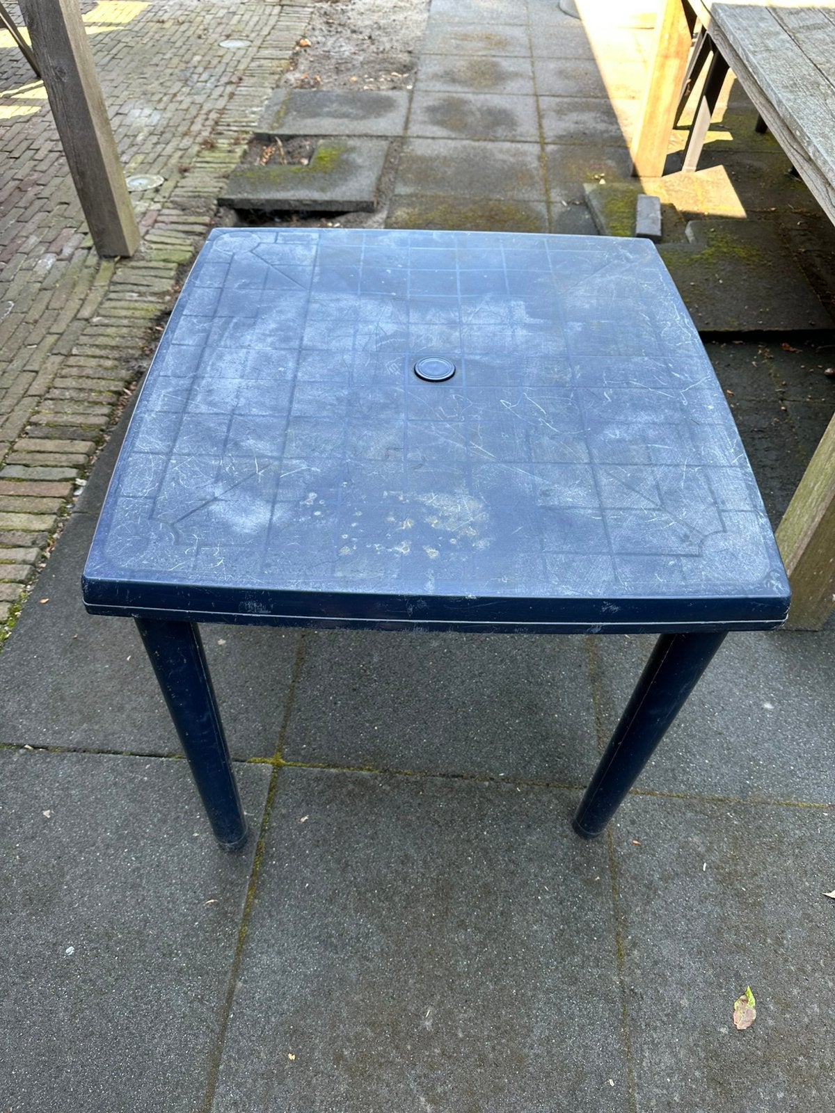 Kunststof tuintafel 75x75, Tuin en Terras, Ophalen, Zo goed als nieuw, Rechthoekig, Kunststof