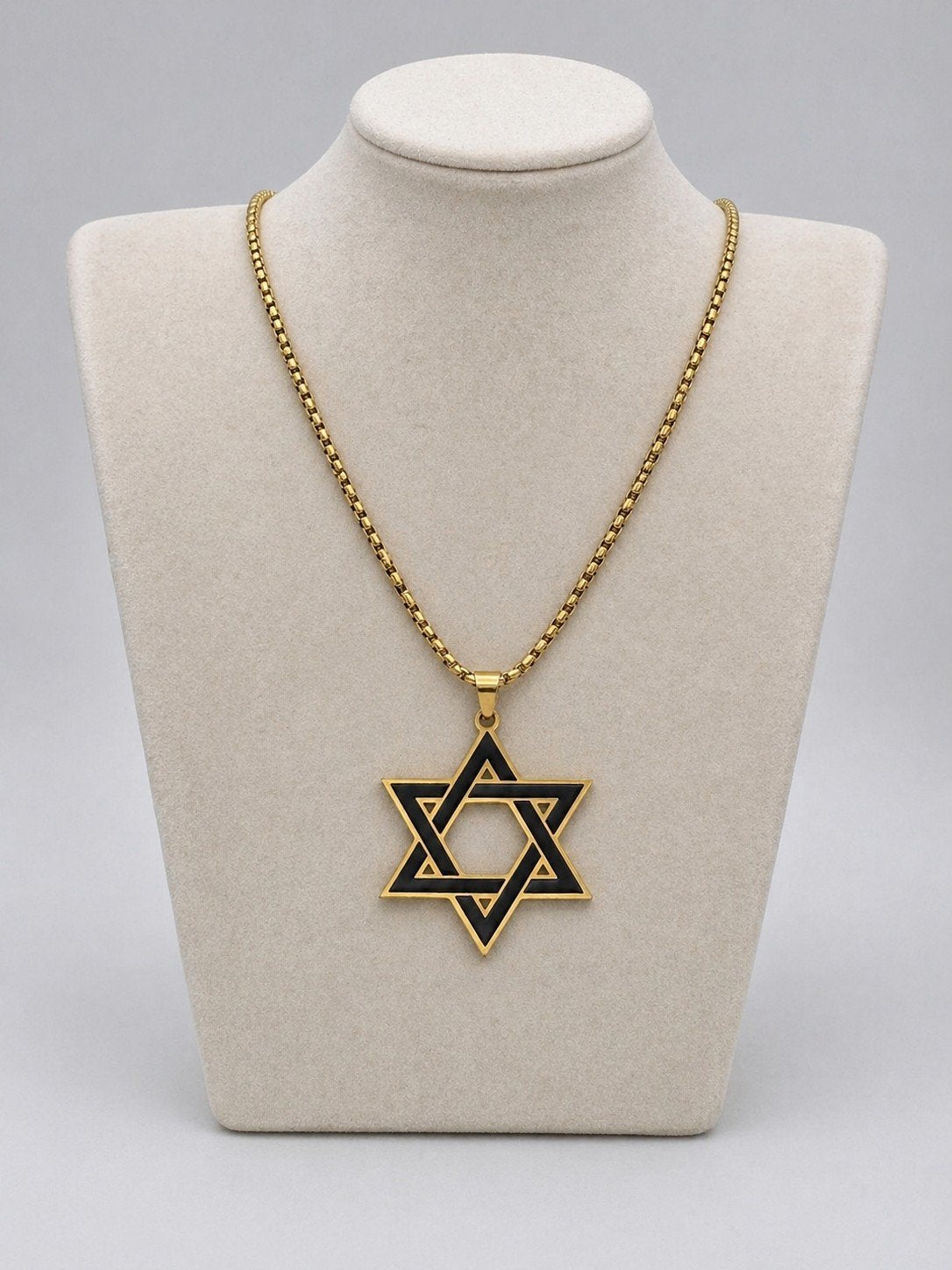 Goud- en zwart kleurige davidster met ketting nieuw, Ophalen of Verzenden, Nieuw, Goud, Overige materialen