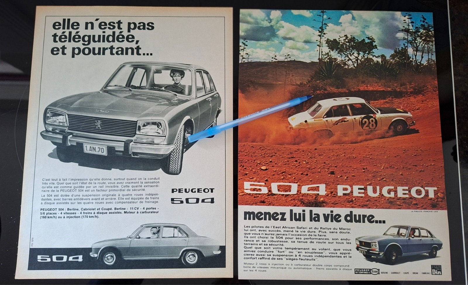 Advertenties Peugeot 504, Ophalen, 1960 tot 1980, Knipsel(s)