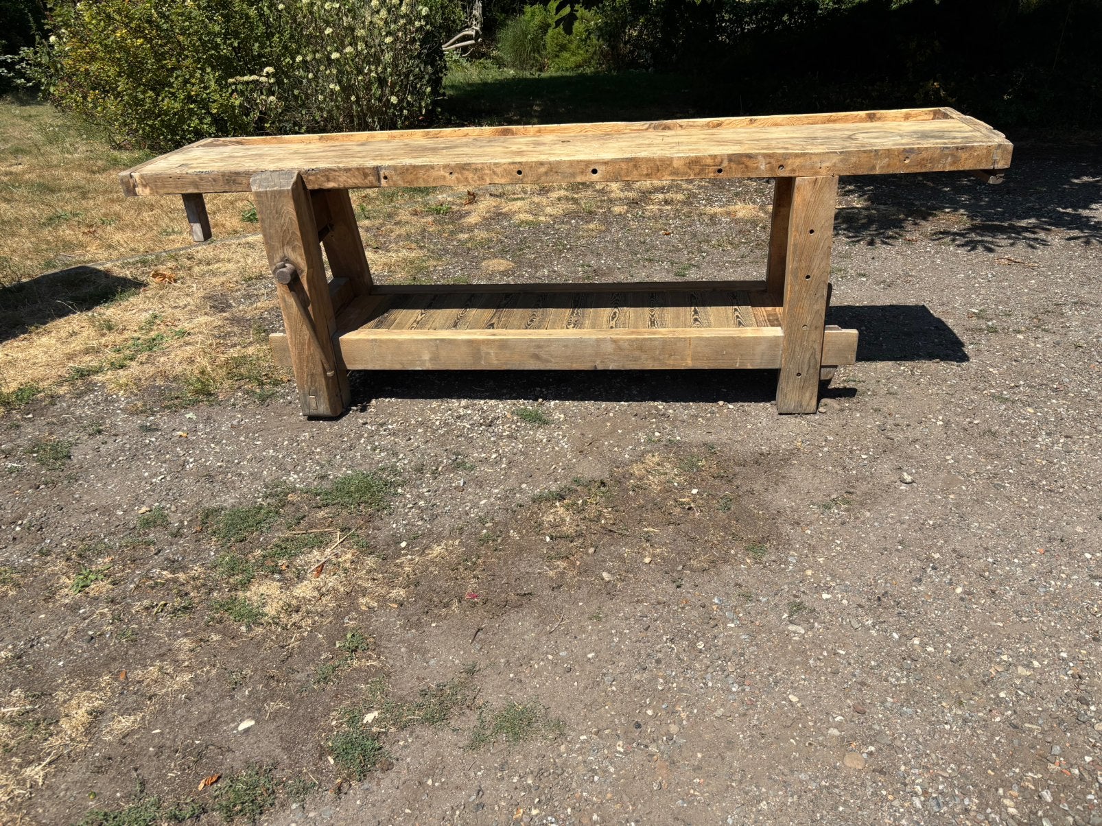 Timmermanswerkbank of industriële houten werkbank sidetable, Ophalen