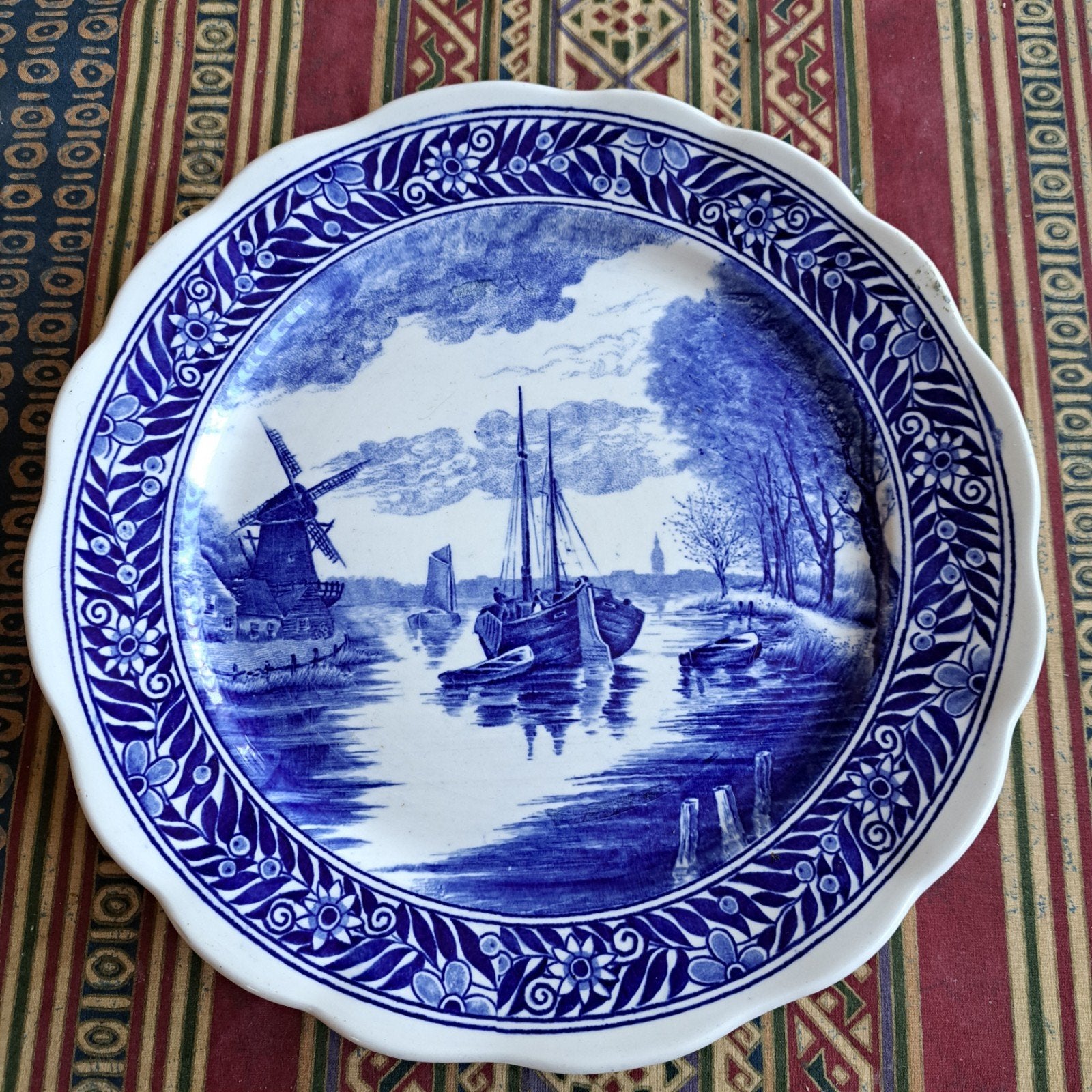 Boch La Louvière Delfts Blauw Wandbord - Molenlandschap, Antiek en Kunst, Antiek | Wandborden en Tegels, Ophalen