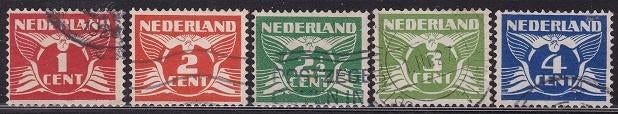 4074 - Nederland nvph 144/148 gestempeld , Vliegende duif, Verzenden, T/m 1940, Gestempeld