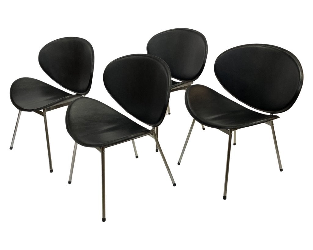 Set Van Vier Vintage Eetkamerstoelen Italië 1990 Design, Ophalen, Vintage stoelen, Bruin, Vintage stoelen
