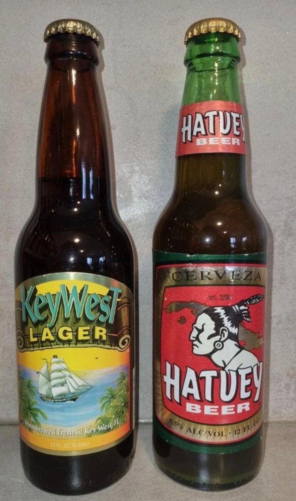 Florida bier set – Key West Lager & Hatuey ’98 – 2x USA, Verzamelen, Biermerken, Zo goed als nieuw, Flesje(s), Overige merken