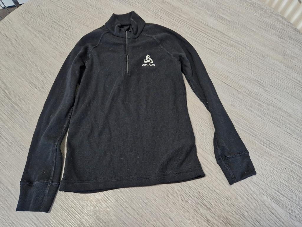 Thermo longsleeve met rits odlo zwart maat 128, Ophalen of Verzenden, Zo goed als nieuw, Odlo, Shirt of Longsleeve