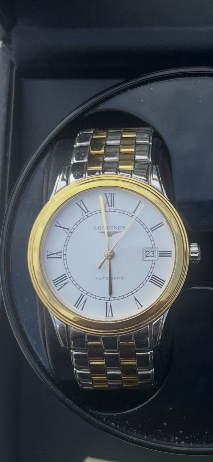 Aangeboden herenhorloge nieuwstaat Longines Flagship Classic, Ophalen, Zo goed als nieuw, Leer, Overige merken