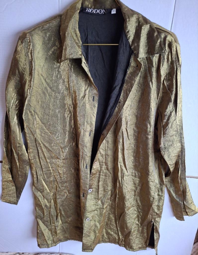 Luxe RODONI blouse maat S, brons-goudkleurig, parelmoer, Kleding | Dames, Overige kleuren, Ophalen of Verzenden, Zo goed als nieuw