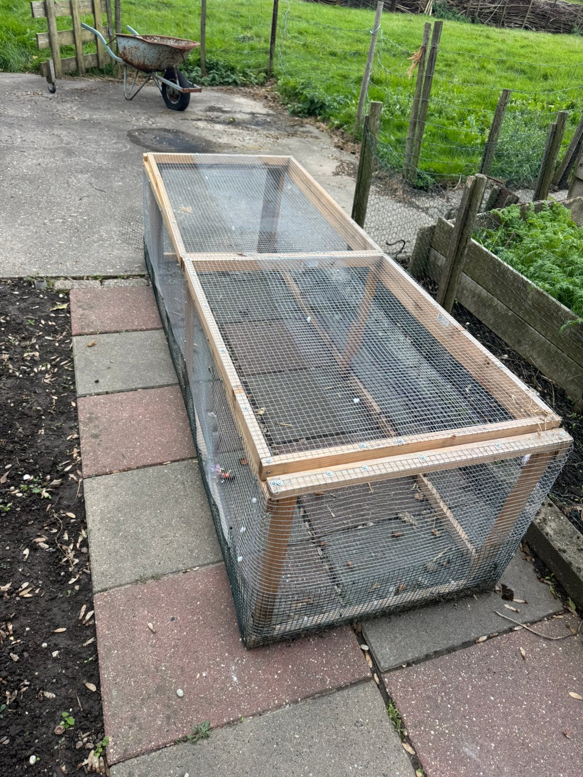 Grote houten kuikenren / opfokren – met gaas rondom, Ophalen, Gebruikt, Kippenhok of Kippenren