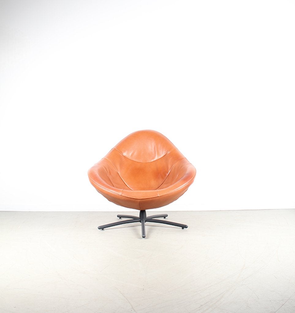 1x Label Hidde Fauteuil + Hocker Cognac Leer – Zwart, Huis en Inrichting, Niet ingevuld, Niet ingevuld, Ophalen of Verzenden, Zo goed als nieuw