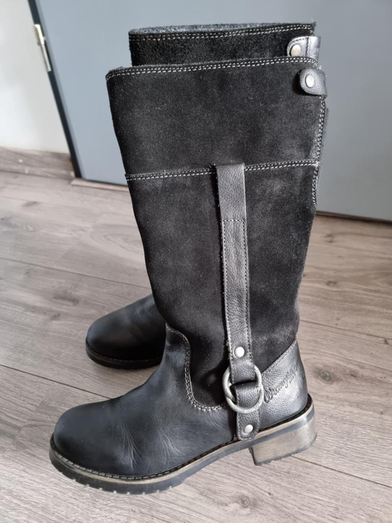 Zwart dames leren laarzen Wrangler, maat 37 (UB3), Kleding | Dames, Schoenen, Ophalen of Verzenden, Zo goed als nieuw, Zwart, Hoge laarzen