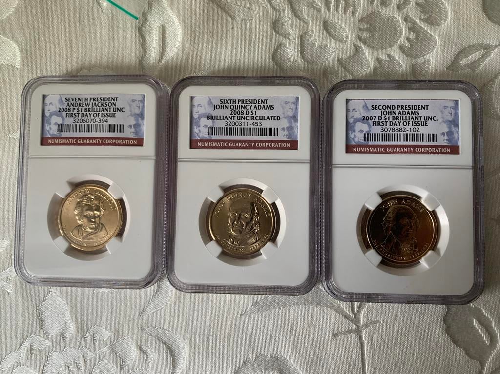 3 presidenten america zilver verguld slab ngc gecertifieerd, Postzegels en Munten, Ophalen of Verzenden, Zilver