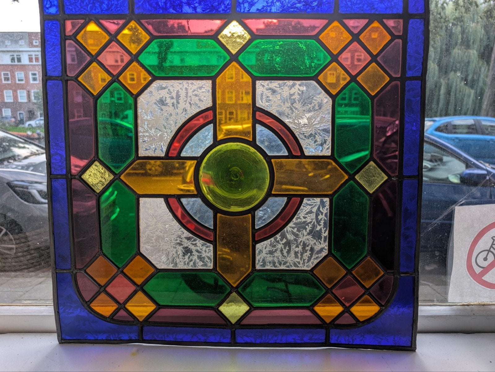 Origineel glas-in-lood paneel uit Mechelse kast, Ophalen of Verzenden