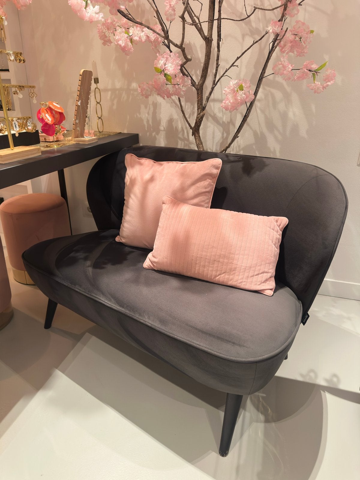 Zwart velvet bankje - Tweepersoons, Gebruikt, Minder dan 75 cm, Tweepersoons, Ophalen of Verzenden
