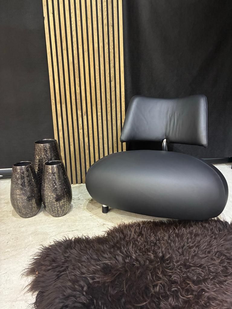 Zwarte leren Leolux Pallone PA fauteuil - Nieuw Leer, Ophalen, Leolux, ., Zwart