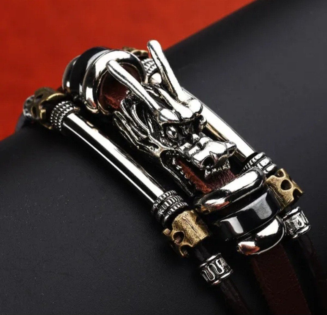 Stoere leren Vikings armband - 20cm, Ophalen of Verzenden, Nieuw, Bruin, Leer