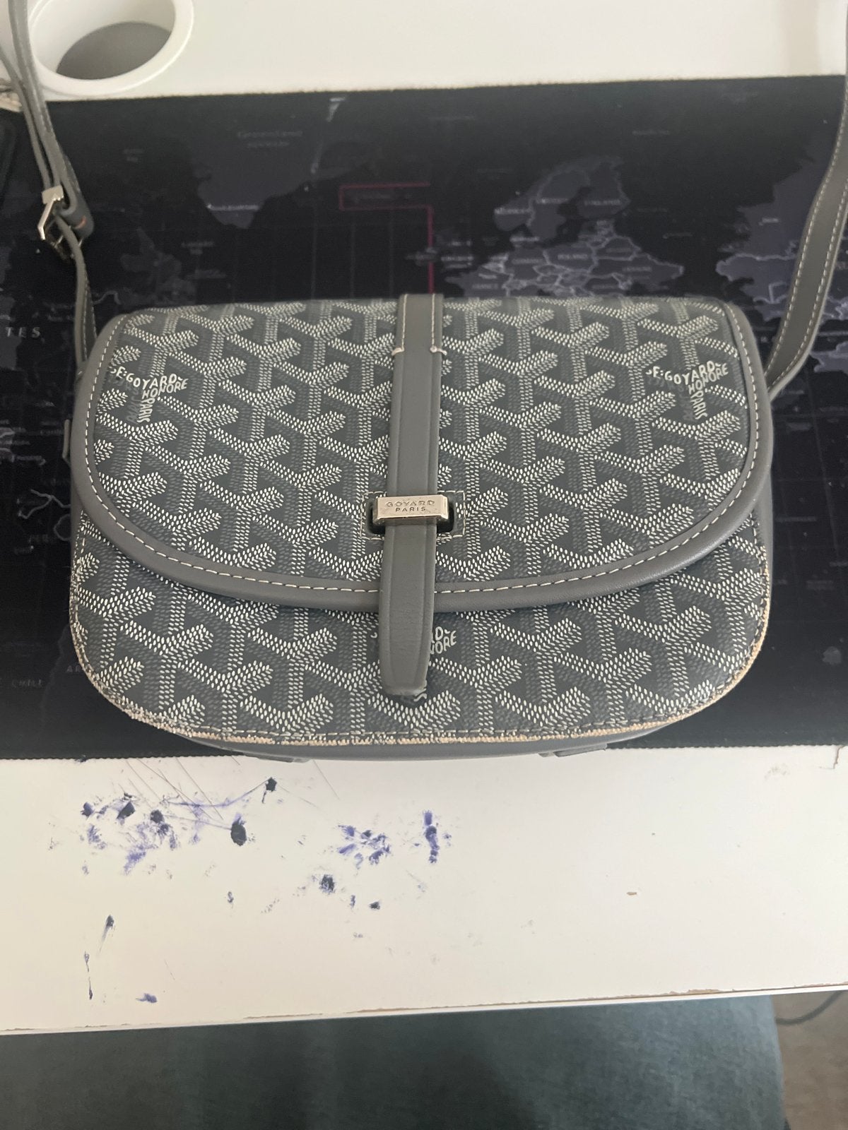 Goyard Schoudertasje Grijs - Zo goed als nieuw, Sieraden, Tassen en Uiterlijk, Tassen | Damestassen, Ophalen of Verzenden, Zo goed als nieuw
