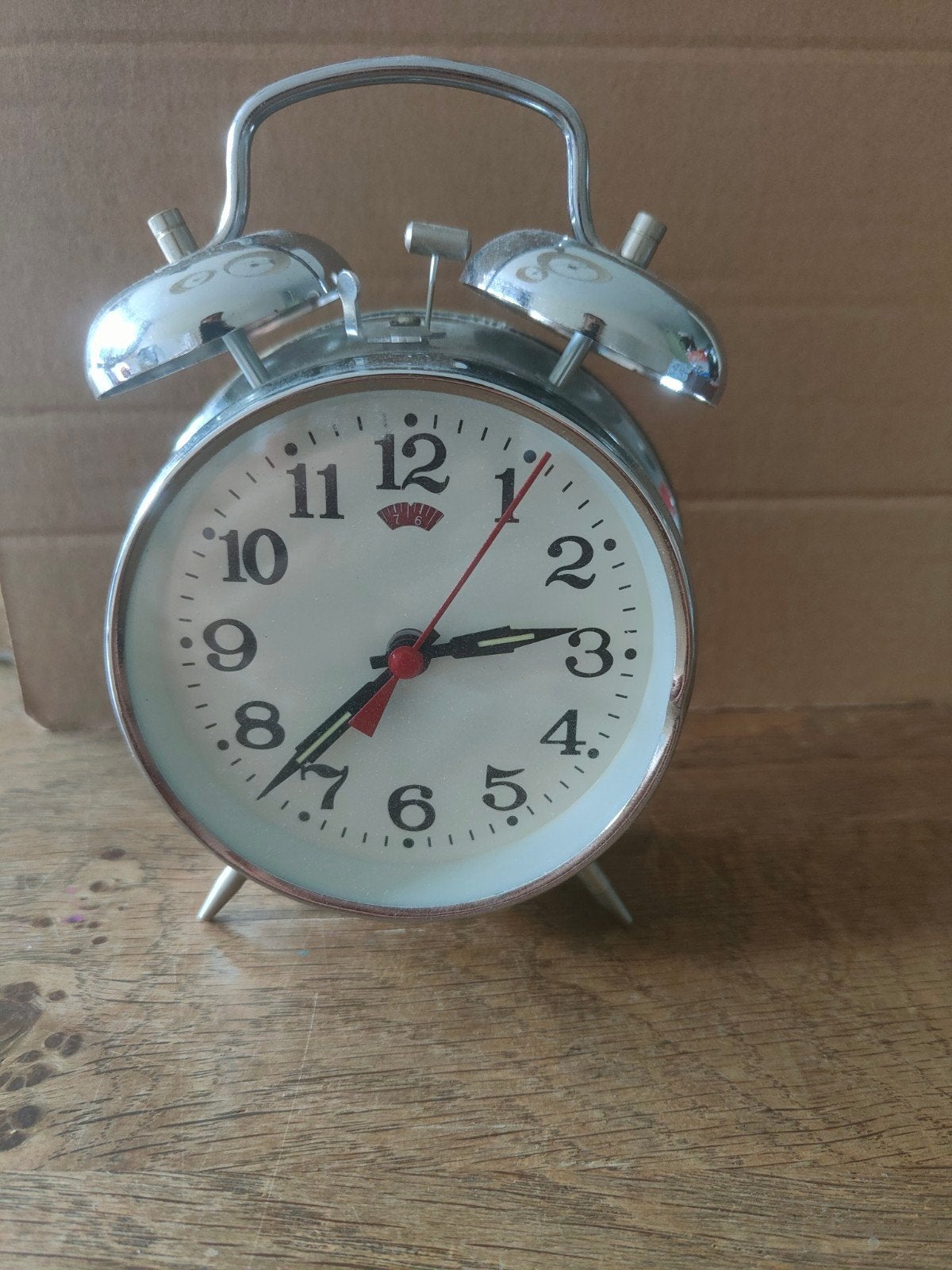 Vintage wekker met dubbele bel - Chroom, Ophalen of Verzenden