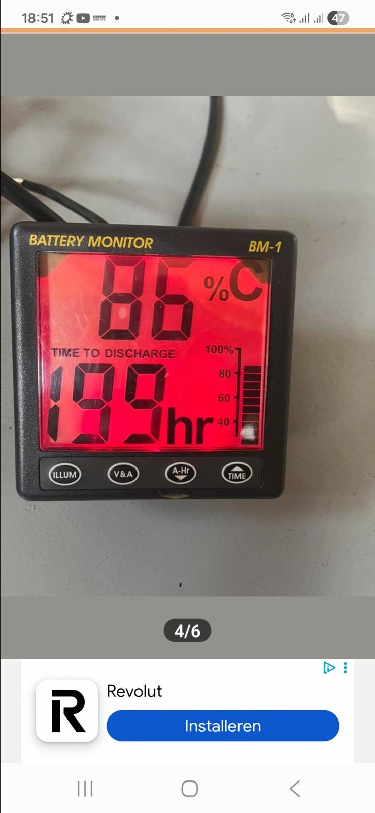 Accu Monitor BM-1 voor boot of camper, Watersport en Boten, Ophalen, Gebruikt, Motor en Techniek