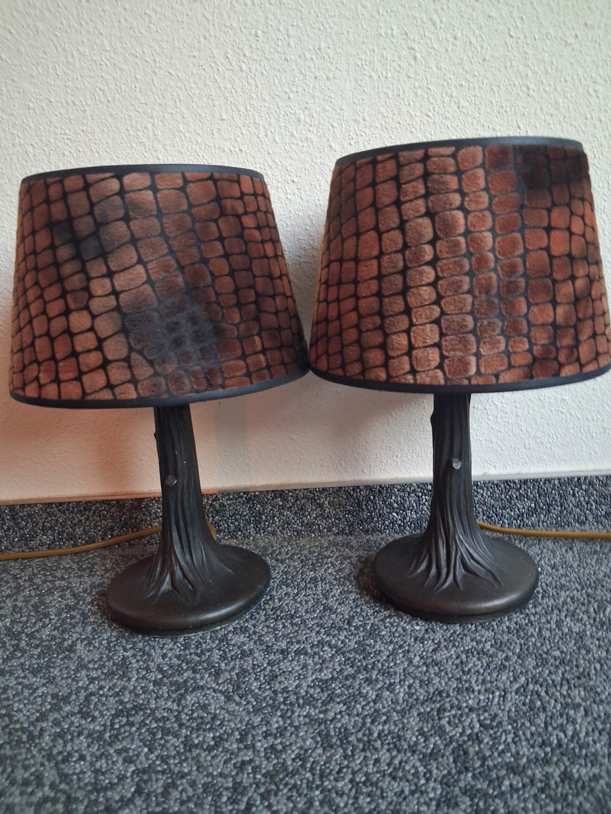 2 Vintage Honsel Boomstamlamp Voor echt wild interieur, Huis en Inrichting, Bruin, Ophalen of Verzenden, Metaal, Design