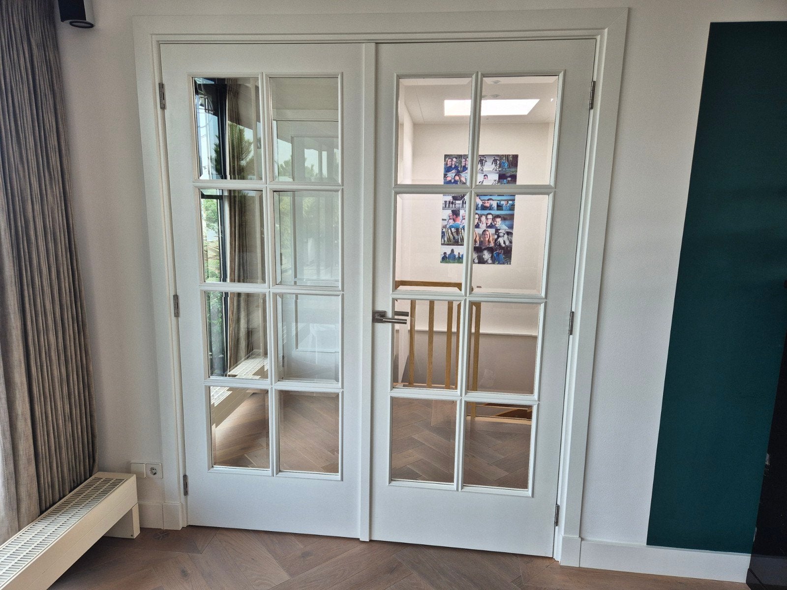Set van 2 binnendeuren met glas en kozijn, Ophalen, Gebruikt, 80 tot 100 cm, Binnendeur