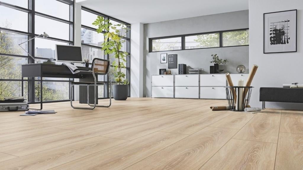 45m2 24 cm whitewash laminaat 8mm leuke partij te koop!, 75 m² of meer, Whitewash laminaat, Nieuw, Crème