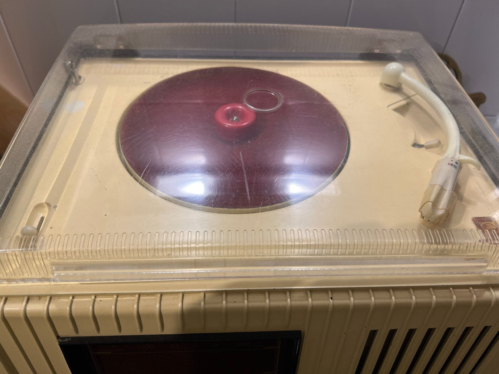 Vintage Philips Platenspeler met Radio, Ophalen, Niet werkend, Platenspeler, Philips