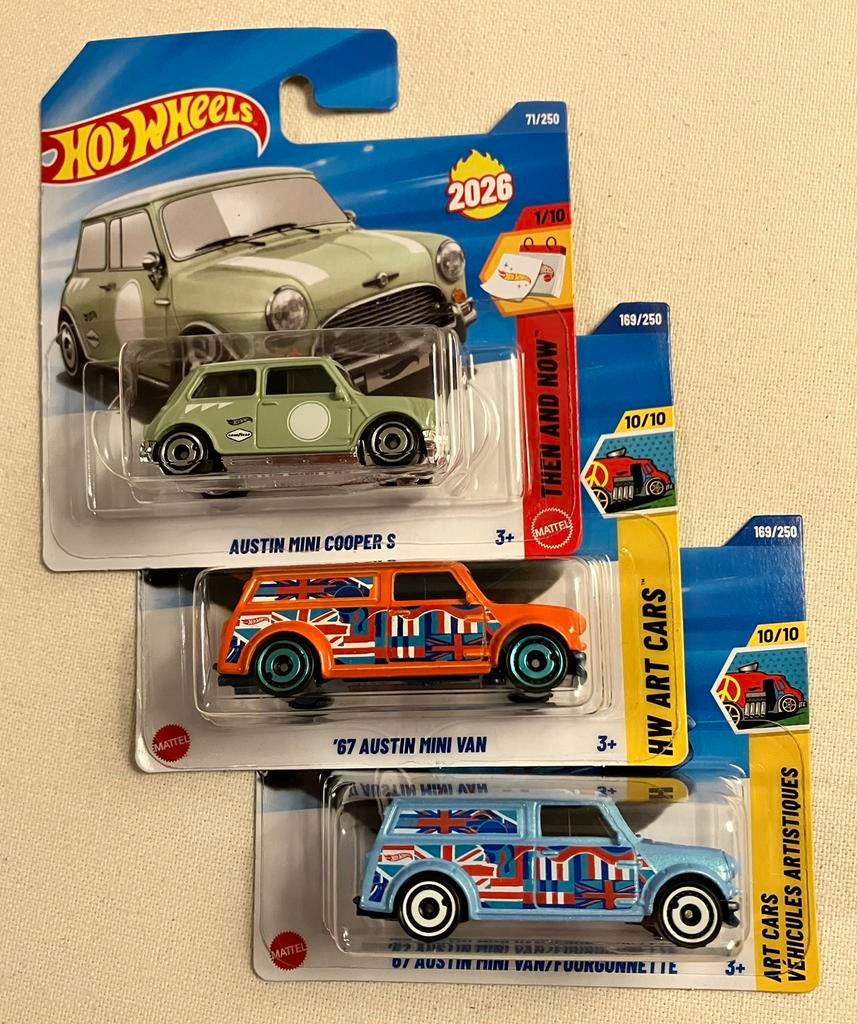 Hot Wheels SET Austin Mini drie stuks SETPRIJS, Ophalen of Verzenden, Nieuw, Auto
