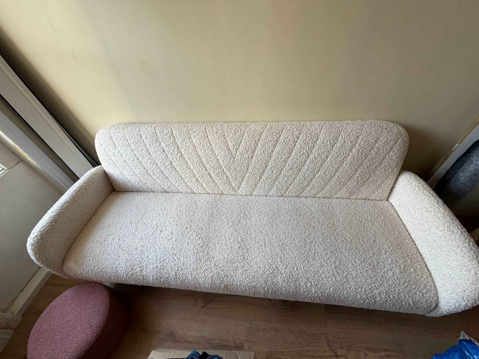(Slaap)bankje van teddy stof te koop., Huis en Inrichting, Ophalen, Zo goed als nieuw, Tweepersoons, Stof