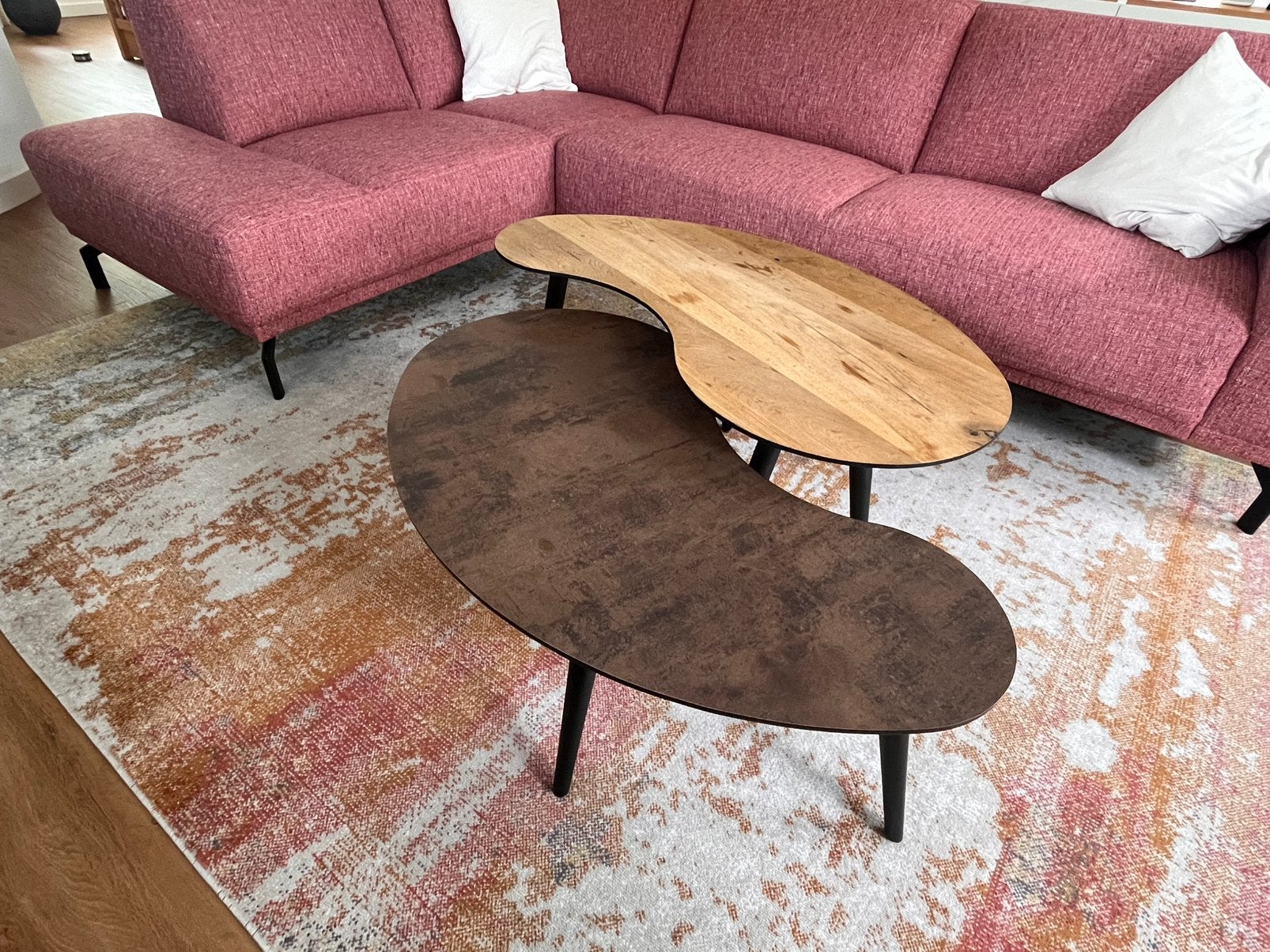 Twee salontafels Henders en Hazel, Maze organische vorm hout, Ophalen, Zo goed als nieuw, Hout