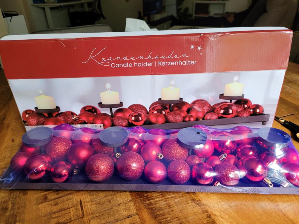 Kaarsenhouder met kerstballen, Ophalen, Nieuw