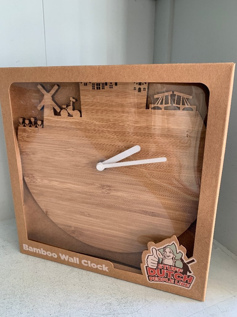 Nieuwe Bamboe Wandklok - Hollandse Taferelen, Ophalen of Verzenden, Nieuw, Wandklok