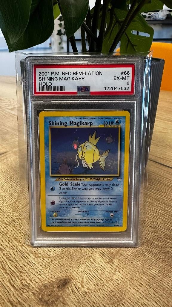 Shining Magikarp Neo Revelation - PSA 6, Ophalen of Verzenden, Zo goed als nieuw, Losse kaart, Foil