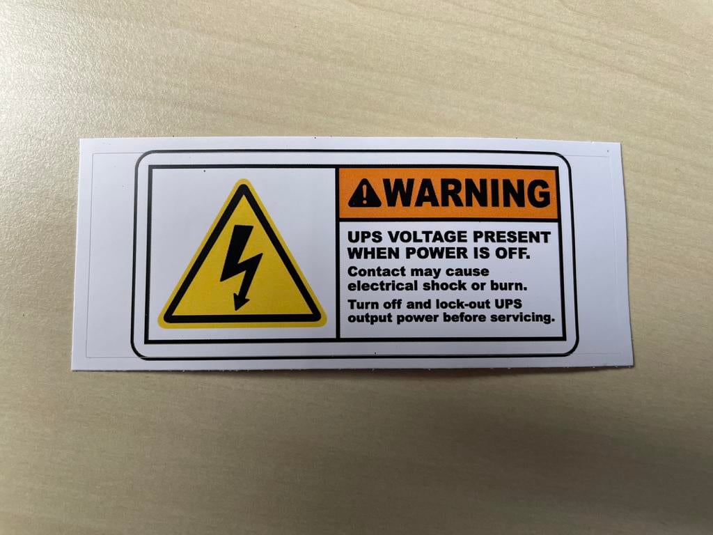 Sticker t.b.v. UPS noodvoeding, Ophalen, Nieuw