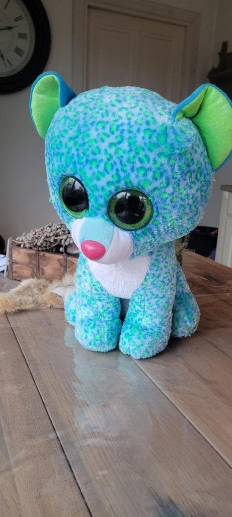 Ty Beanie Boos XL Leona Luipaard (42 cm), Overige karakters, Overige typen, Blauw, Ophalen of Verzenden
