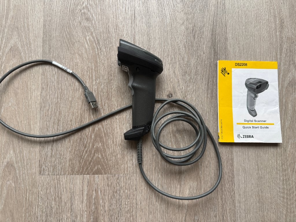 Zebra DS2208 USB 1D/2D barcodescanner met handleiding, Computers en Software, Scanners, Zo goed als nieuw, Zebra, Barcodescanner