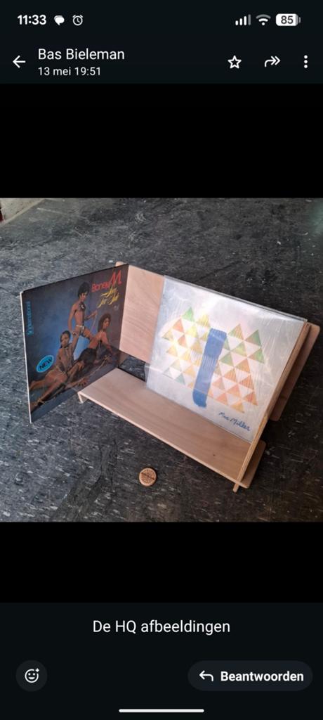 Houten LP kastje / houder voor vinyl platen, Gebruikt, Minder dan 25 discs, Ophalen of Verzenden, Cd's