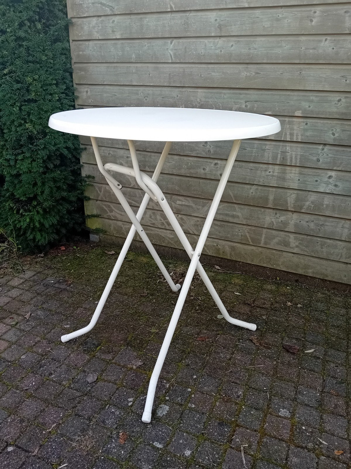 Statafel / Hangtafel Wit Ø 85 cm, Inklapbaar, Horeca, Ophalen, Gebruikt