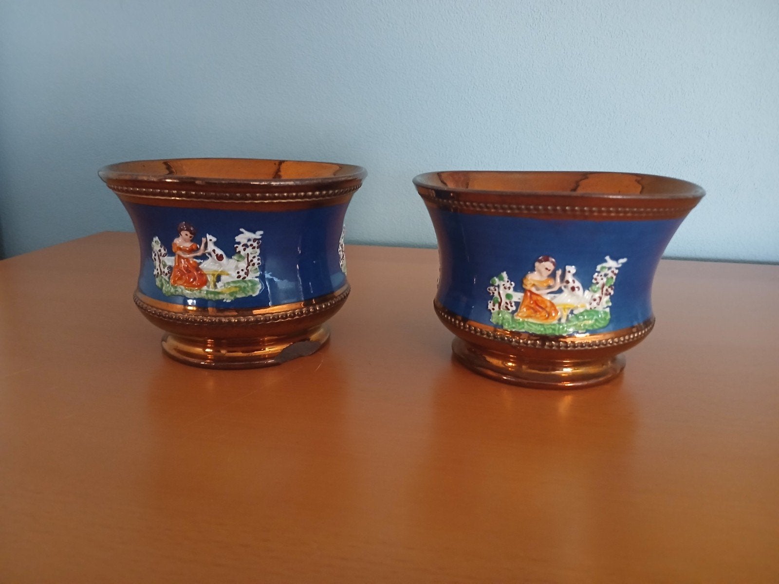 19e eeuws copper lustreware, Ophalen, Rond, Aardewerk, Minder dan 40 cm