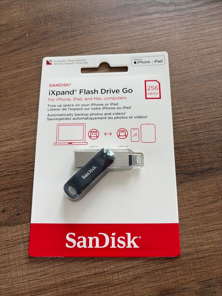 SanDisk iXpand Flash Drive Go 256 GB, Ophalen of Verzenden, Nieuw, 256 GB