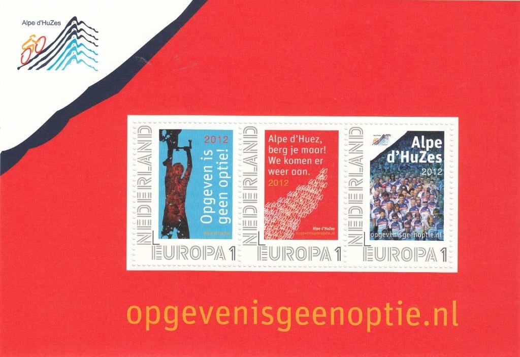 Nederland Postset Alpe D'Huzes met blokje zegels + kaarten, Ophalen of Verzenden, Na 1940, Postfris