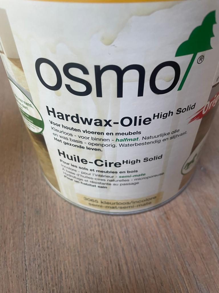 Osmo Hardwax-Olie High Solid 3065 Kleurloos Halfmat, Gebruikt, Overige kleuren, Beits, Ophalen of Verzenden