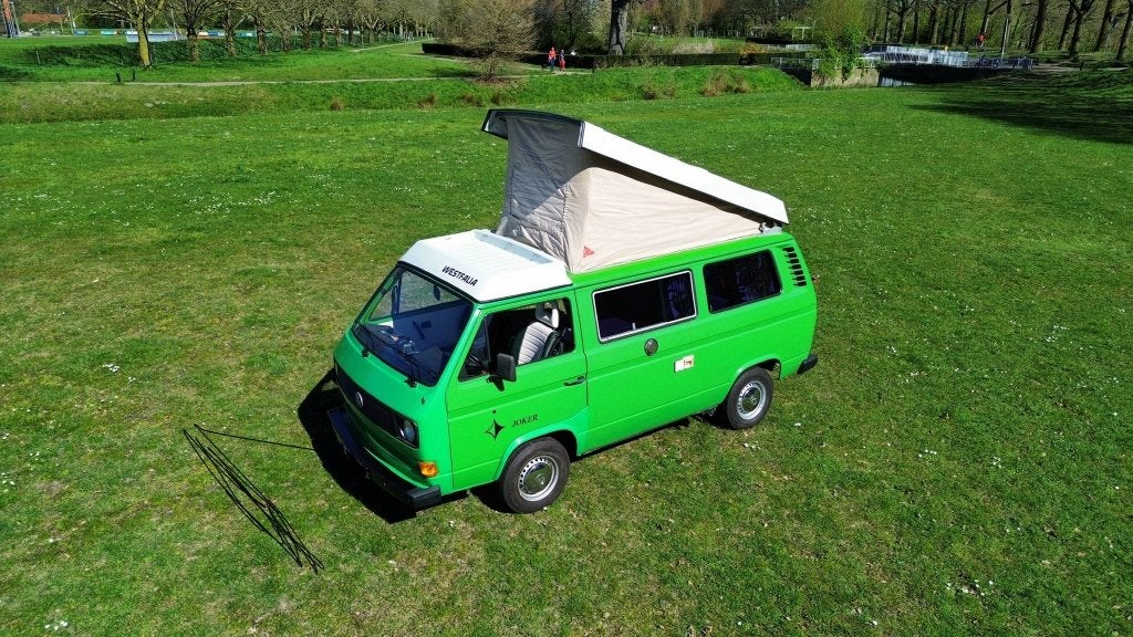 Volkswagen T3 2.0 L. Kampeerwagen 1980 Groen, Achterwielaandrijving, Overige modellen, Origineel Nederlands, Handgeschakeld