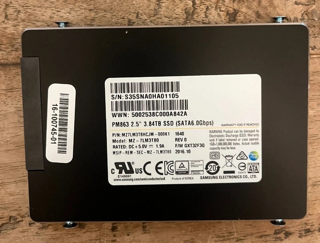 Samsung PM863 3,84TB Enterprise SSD – SATA 2,5" – 99% Health, Computers en Software, Intern, 3,84TB, Ophalen of Verzenden, Zo goed als nieuw