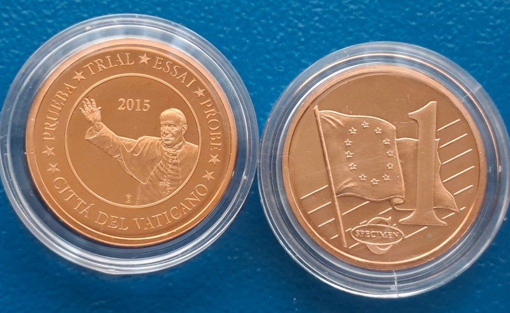 Vaticaan Probe 1 Eurocent Paus Benedictus XVI - 2015, Postzegels en Munten, Ophalen of Verzenden, Overige materialen, Buitenland