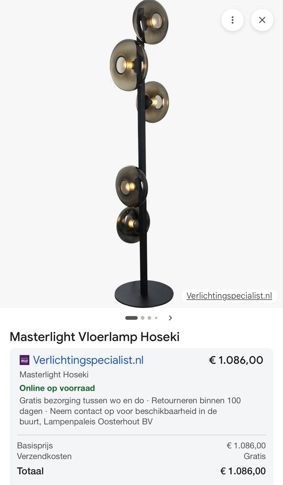Masterlight Hoseki vloerlamp, Nieuw !, Ophalen, ., Nieuw, Glas