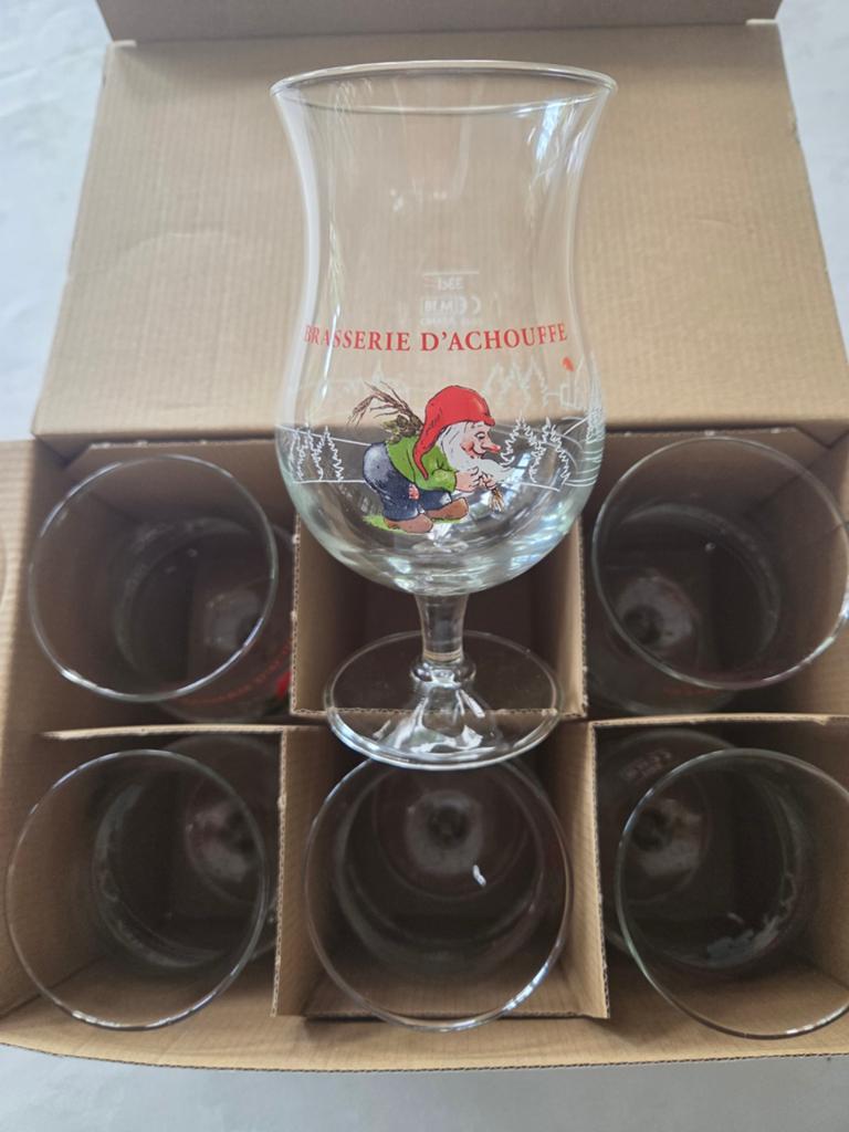 Set van 6 La Chouffe Bierglazen - 33cl - Nieuw in doos, Ophalen, Nieuw, Glas of Glazen, Overige merken