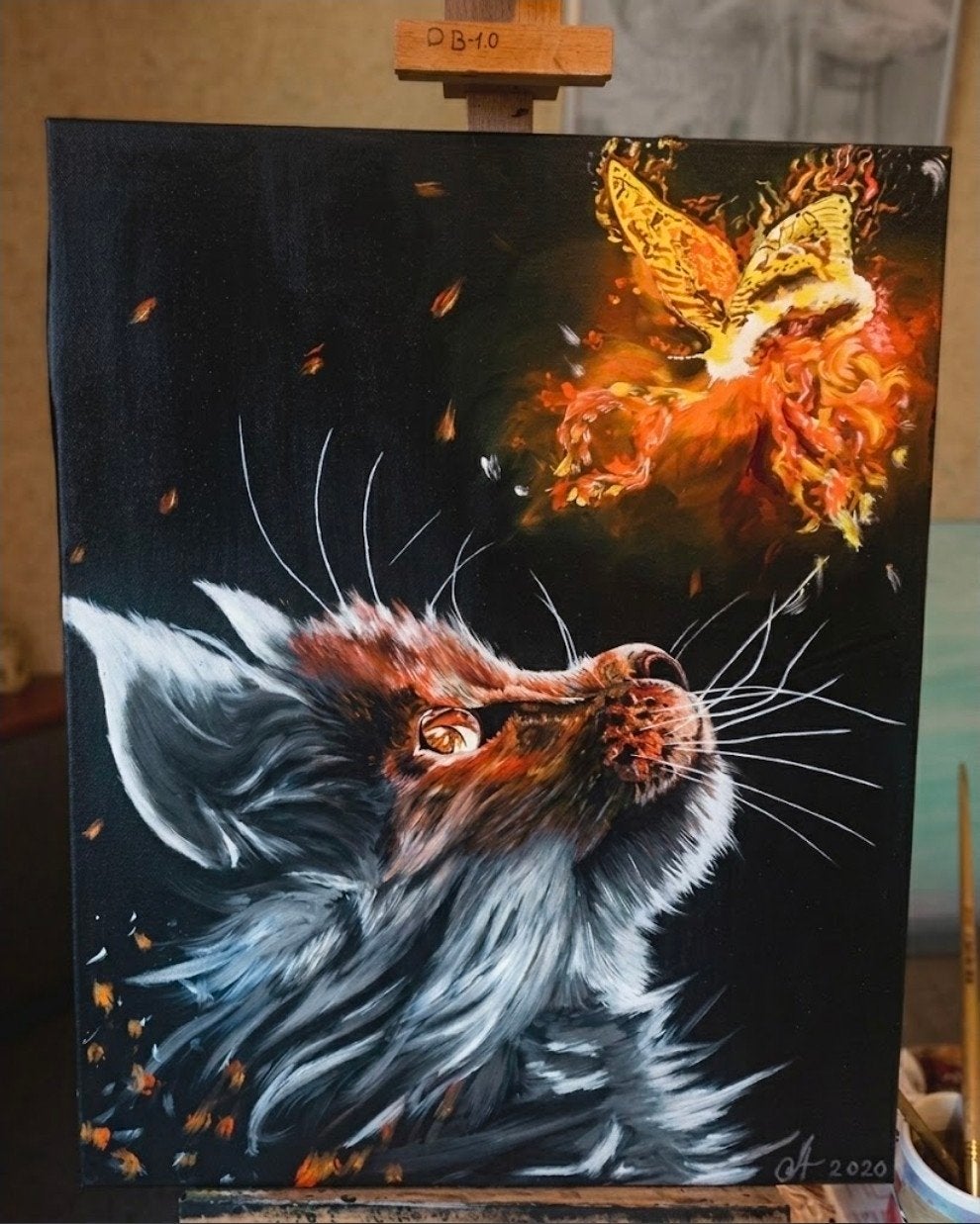 In afwachting van de magie (40x50), Acrylverf, Ophalen of Verzenden, Dieren, Op houten frame