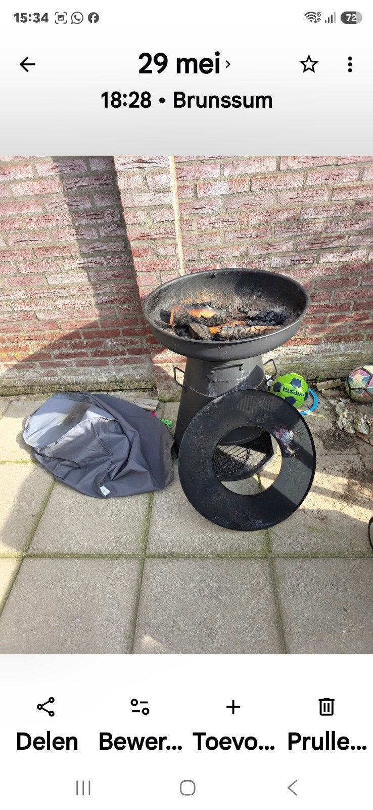 Stalen bbq, Tuin en Terras, Houtskoolbarbecues, Ophalen of Verzenden, Gebruikt