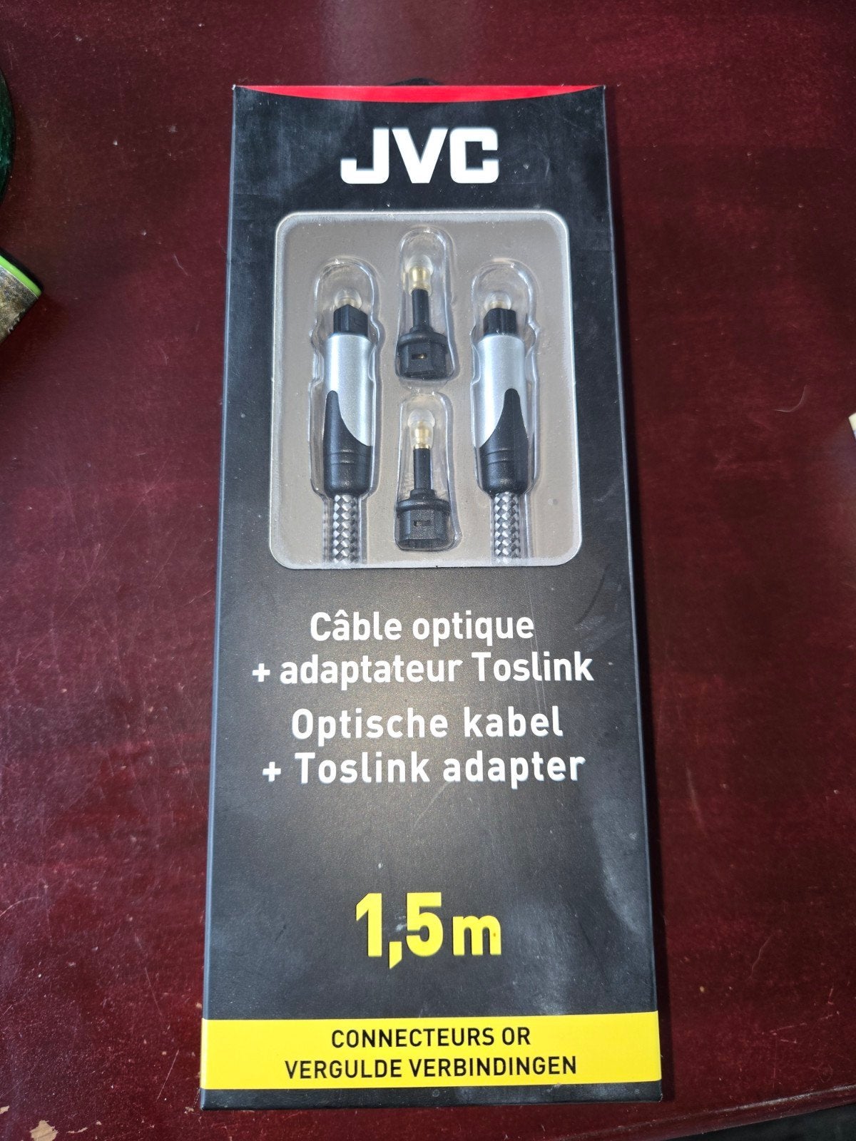 JVC Optische kabel + Toslink adapter - Nieuw in doos, Ophalen, Nieuw, Minder dan 2 meter, Optische kabel